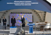 İlham Əliyev Ağdam Sənaye Parkında “Saloğlu Qarabağ” MMC-nin istehsal müəssisəsinin təməlini qoyub